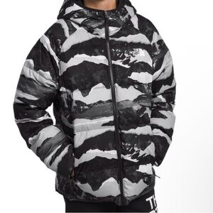 The North Face Black and Gray Camo Jacket